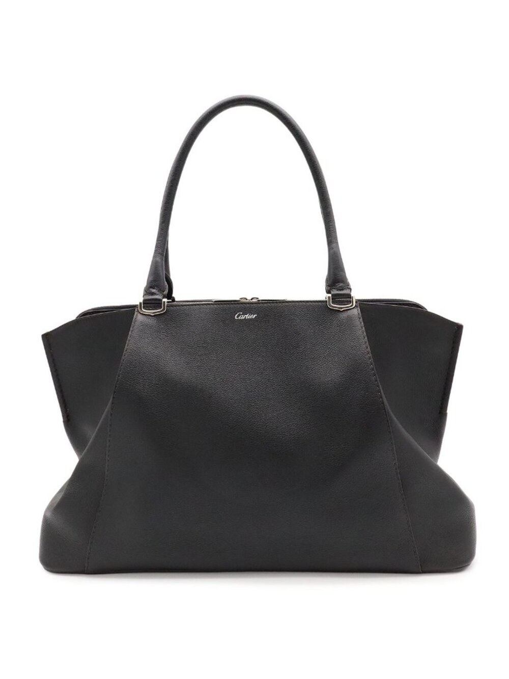 Cartier C de Cartier MM Tote Shoulder Bag Leather Black Silver